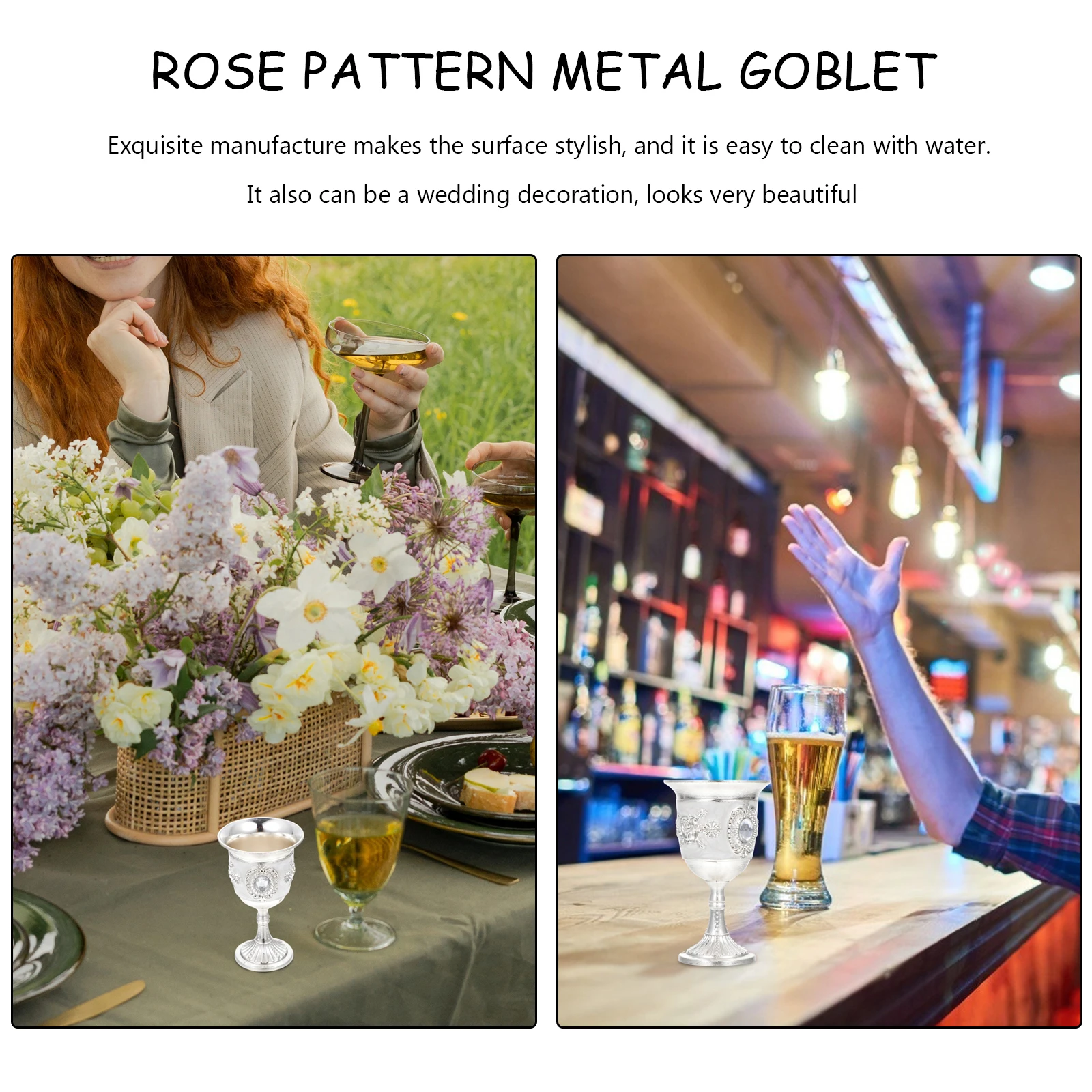 

1pc Metal Stem Wine Glass High-Grade Tin Alloy Exquisite Craftsmanship Easy Clean Decorative Cup For Home Restaurant Hotel