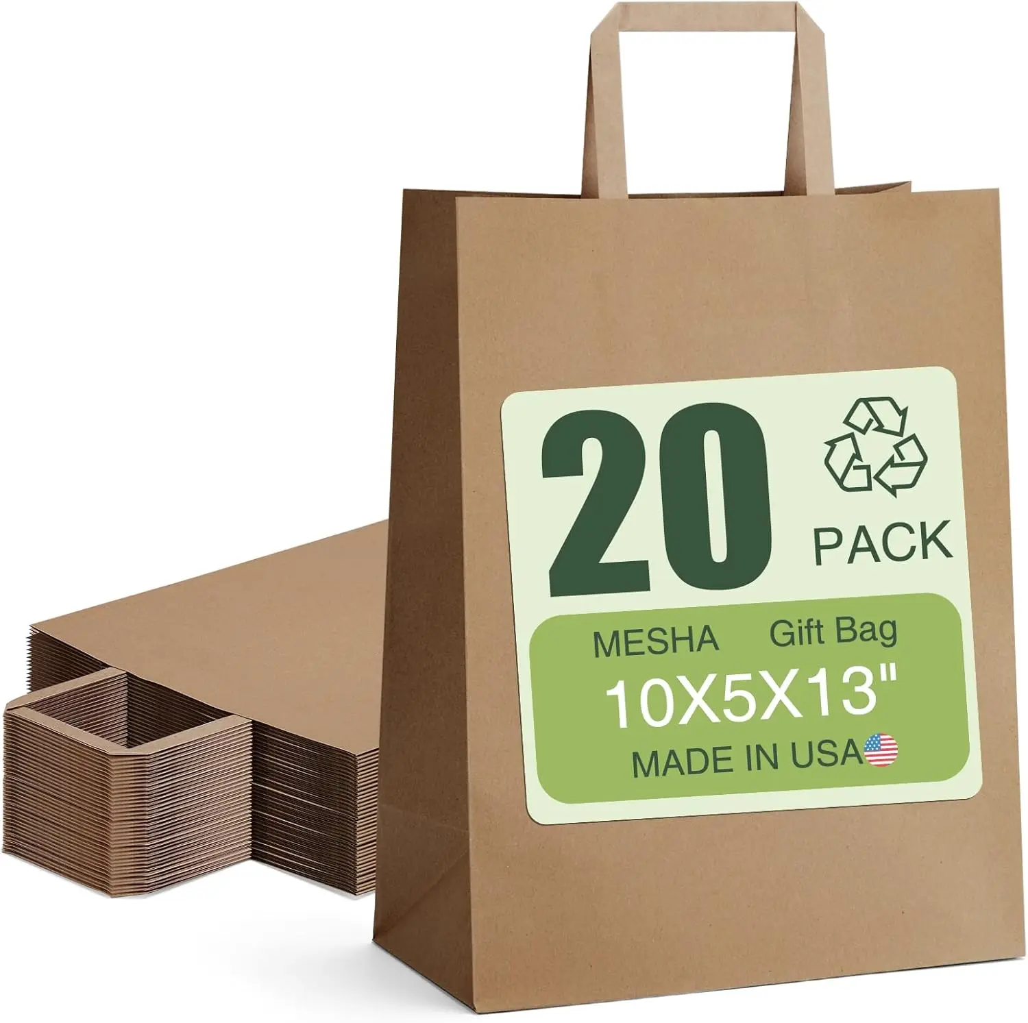 

Kraft Paper Bags 10x5x13 Inch 20 Pack Brown, Large Shopping Paper Bags with Handles Bulk for Small Business