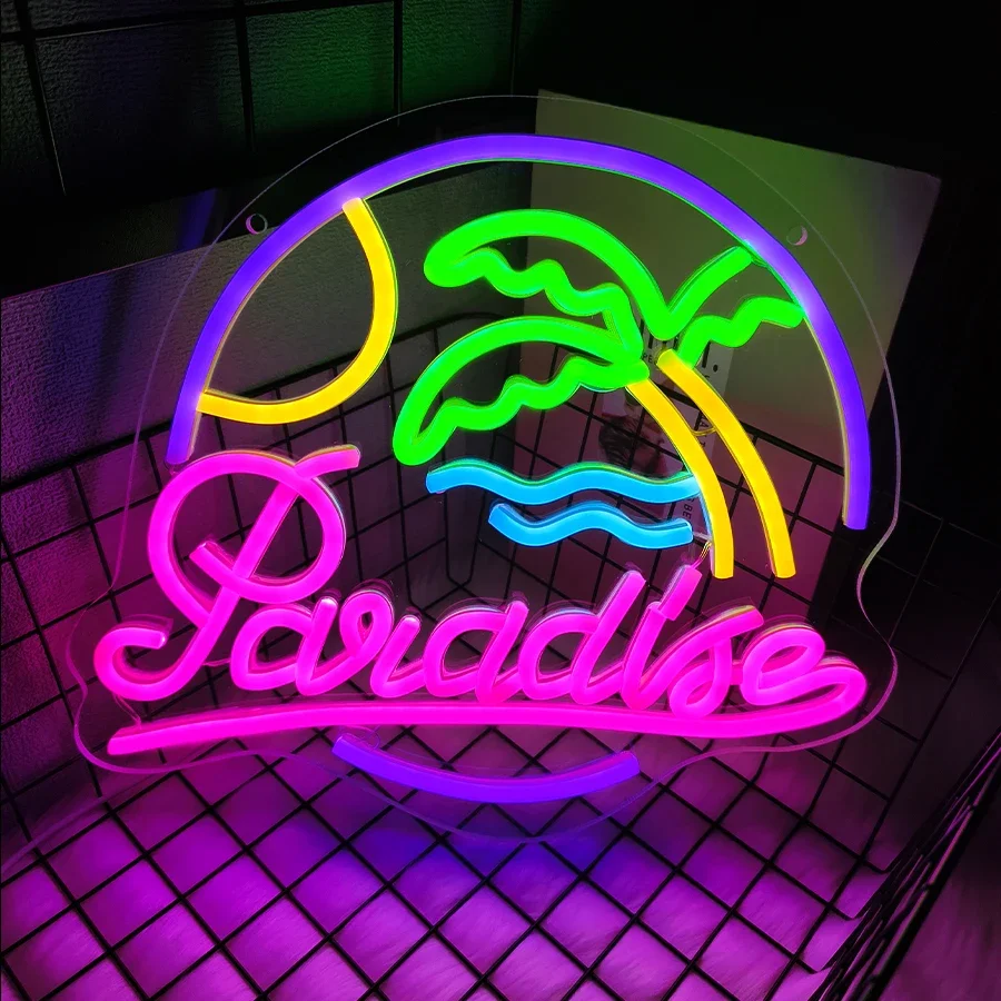 

Room,Home,Beer Bar Decor,Art Neon Light Sign,Party,USB Powered,Paradise Neon Sign For Wall Decor,Led Neon Light For Bedroom
