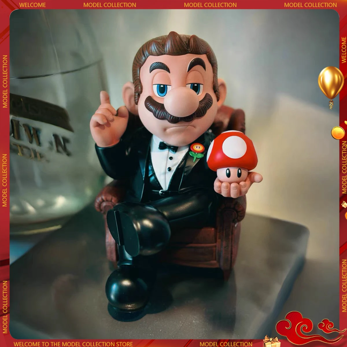 Super Mario Bros The Godfather Action Figure Mario Puzo's The Godfather Figure Toys Dolls Model Pvc Mushroom For Birthday Gifts