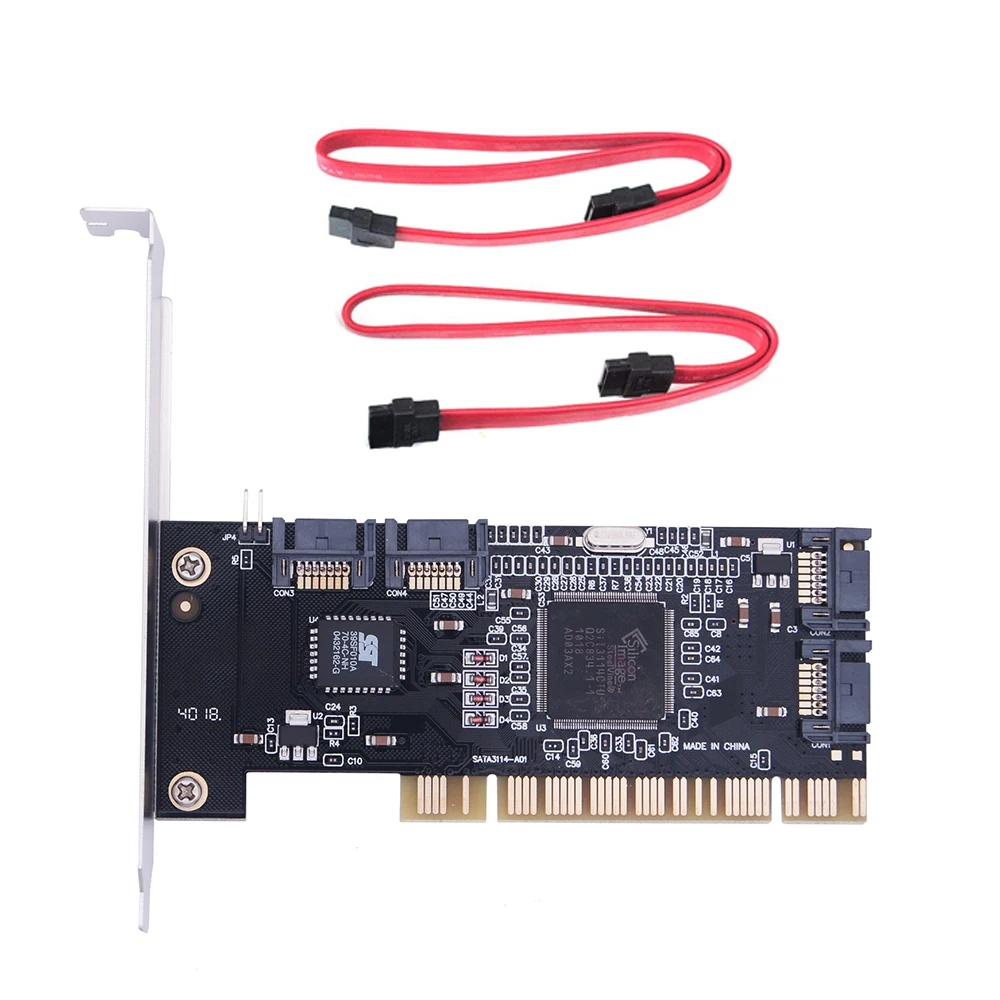 

A49T 4-портовый контроллер PCI SATA, внутренняя карта расширения с двумя кабелями SATA, для настольных ПК, поддержка жесткого диска SATA
