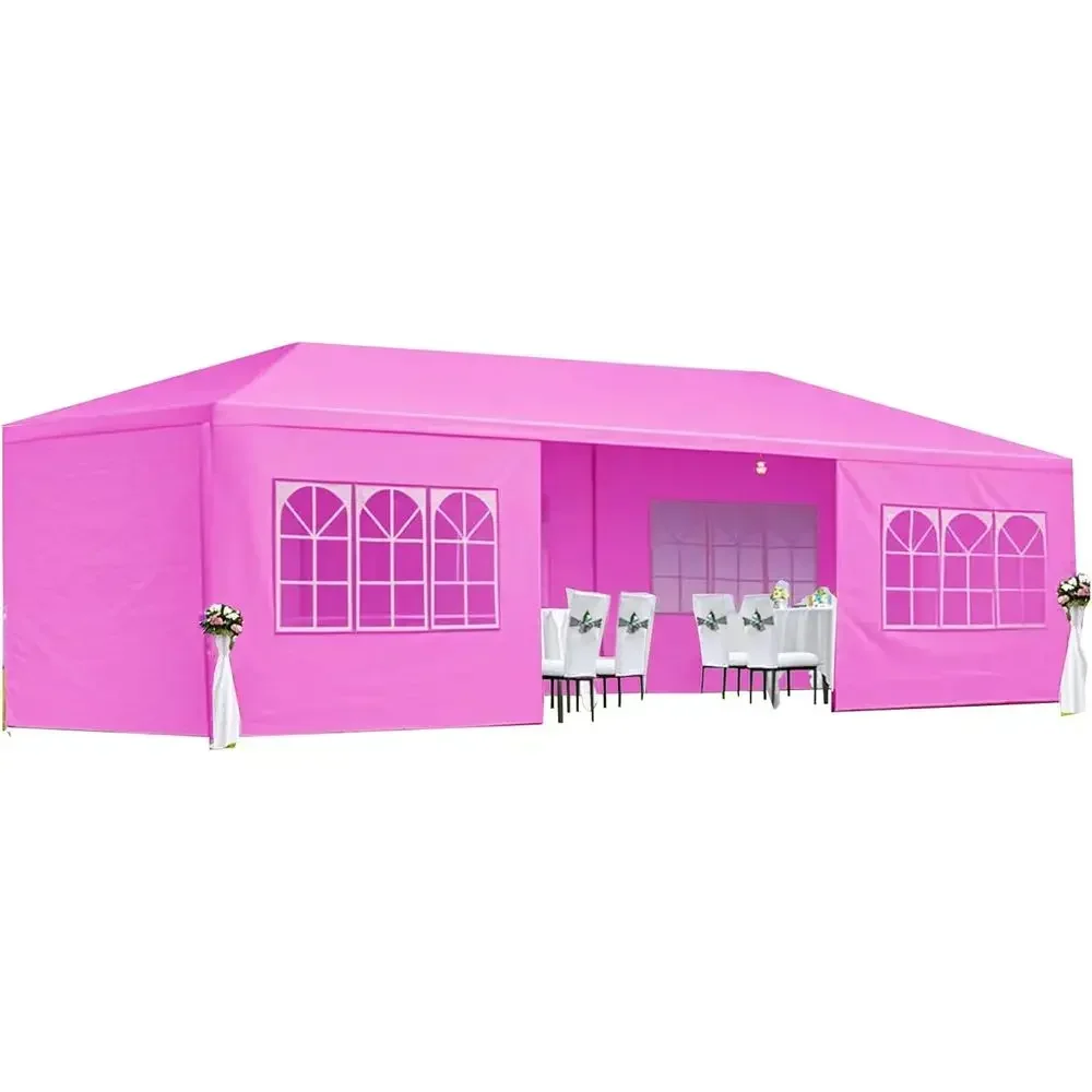 30ft x 10ft Outdoor Party Tent with 8 Removable Walls, Waterproof PE Material, Ideal for Weddings and Events