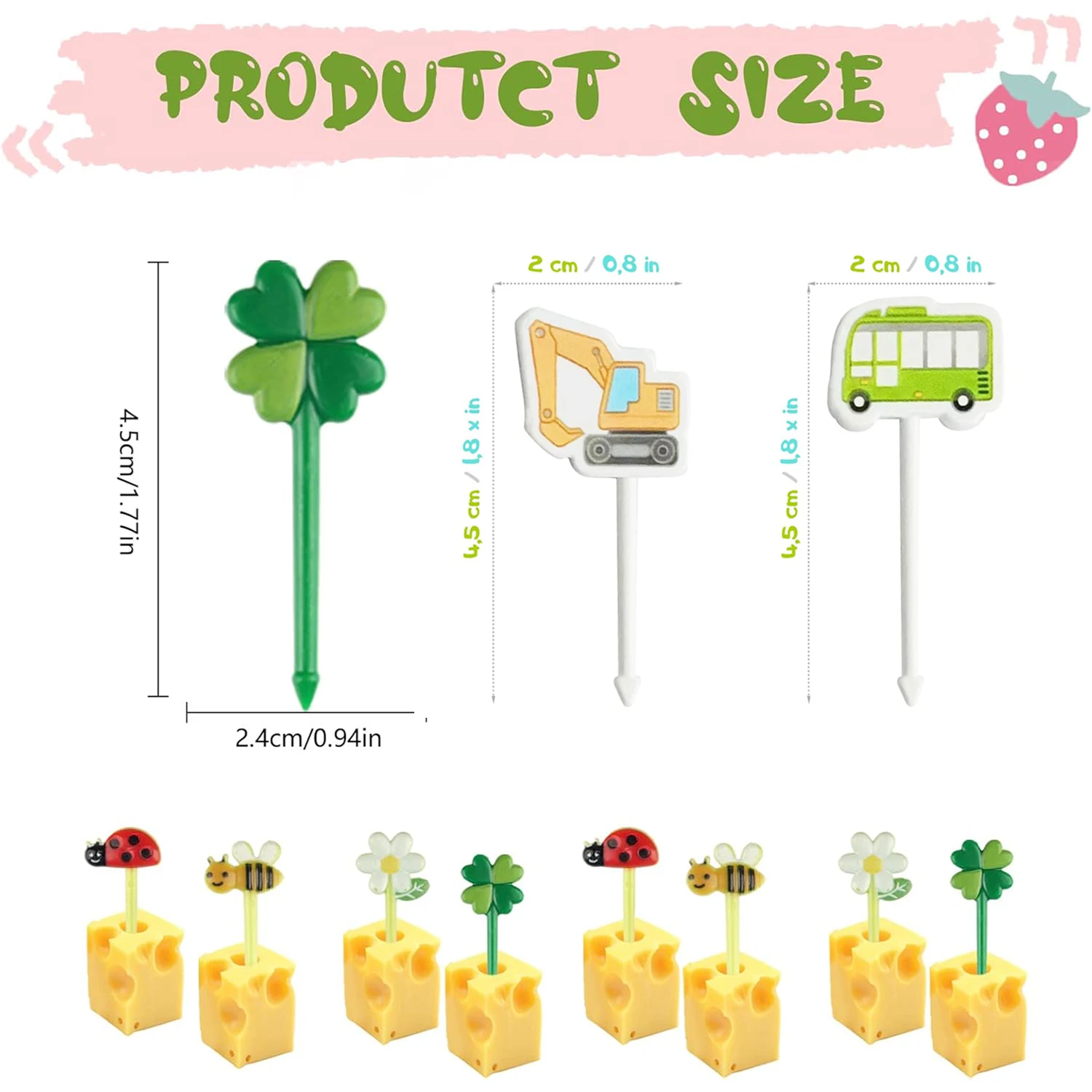 Mini-Obstgabeln, Zahnstocher-Set für Jungen, Kinder, Kinder, Tierfutter-Picks aus Kunststoff für Bento, Lunchbox, Dekorationszubehör – Detail 4