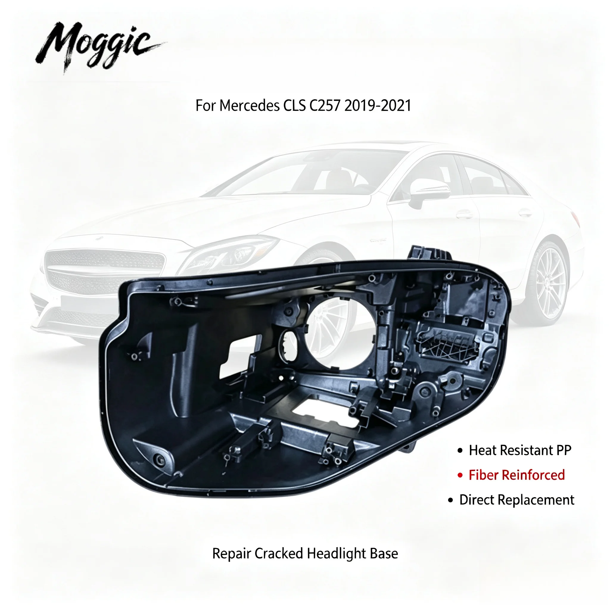 Headlight Rear Housing Cover Compatible With Mercedes Benz CLS W257 2019 2020 2021 Models Left Right Side Replacement Black