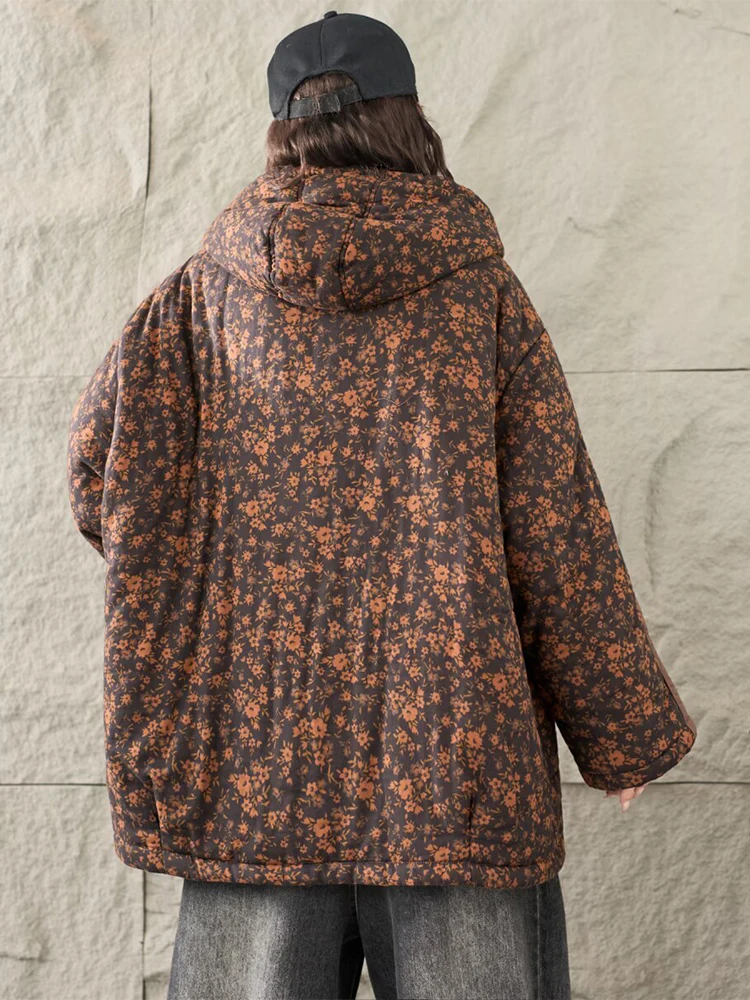 Masss Wasss hiver mode chaud rembourré vestes femmes décontracté surdimensionné imprimé à capuche Parkas femmes Floral Vintage épaissir manteaux