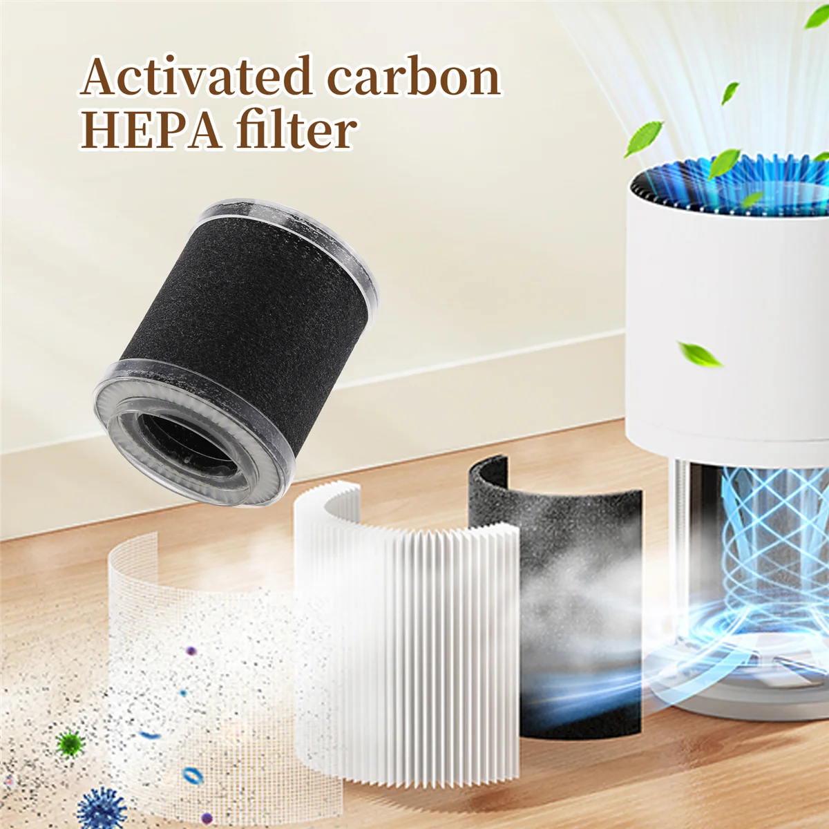 A74X 2Pcs HEPA Replacement Filter Activated Carbon Filters for Air Purifier to Remove Airborn Contaminants and Odors