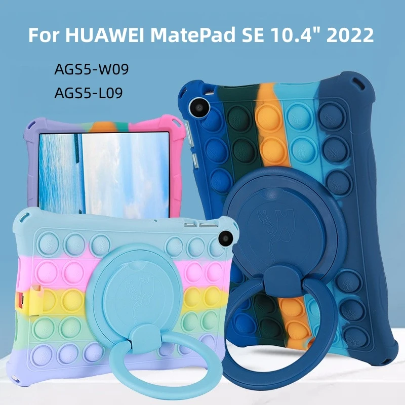 Silicone Case For Huawei Matepad SE 10.4 2022 360 Rotation Handle Stand Cover Matepad SE 10.4 inch DBR-W09/L09 Capa Fundas