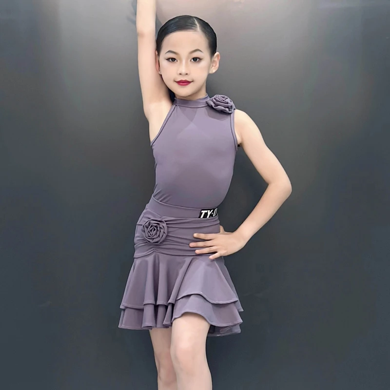 2025 New Girls Latin Dance Competition Dress Children'S Ballroom Dance Dresses Kids Professional Dancing Costume DW10770