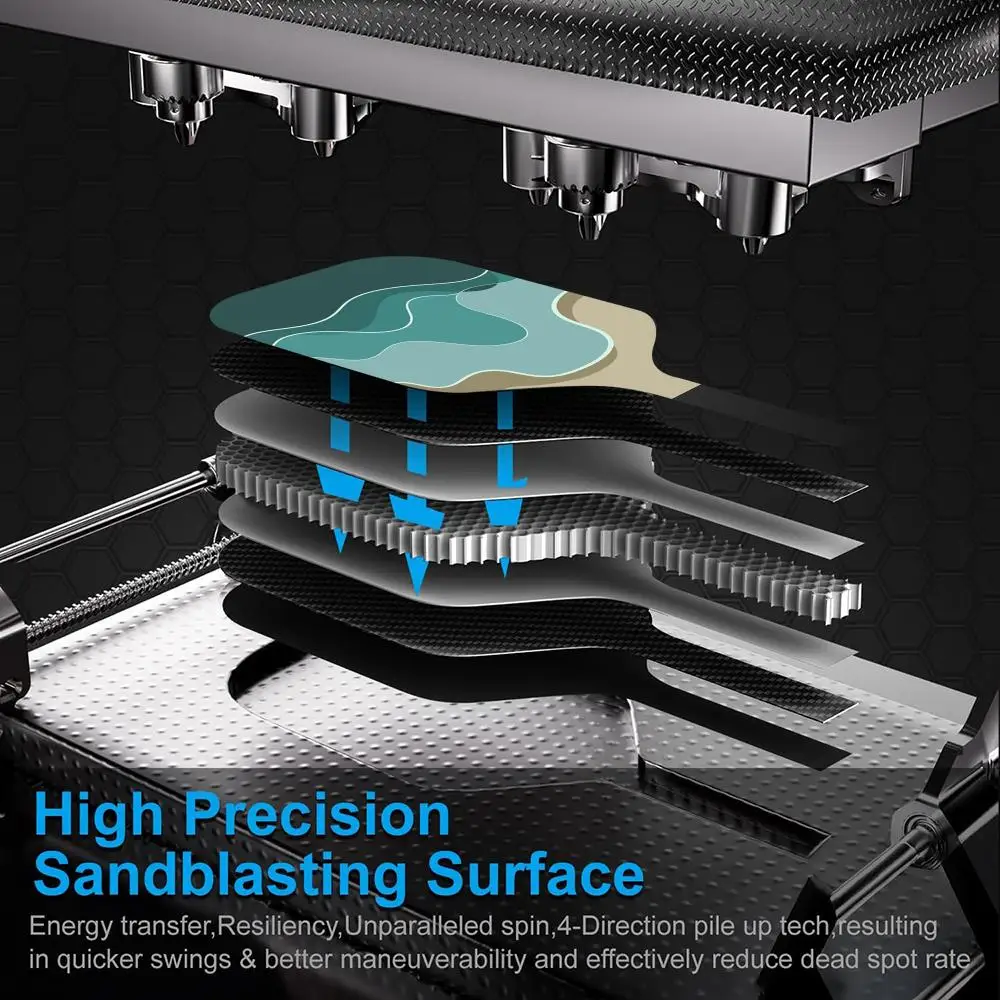 مجموعة مجداف Pickleball المعتمدة من USAPA T700 من ألياف الكربون Unibody مع طاقة أساسية على شكل قرص العسل مقاس 16 مم وموجات بحرية