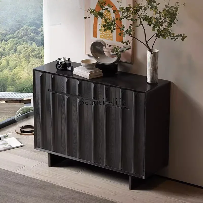 

ld14 French retro dining side cabinet medium antique high-grade black decorative cabinet living room entrance cabinet