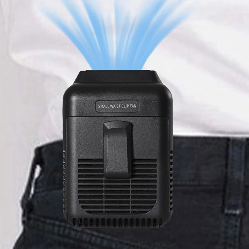 Ventilador con Clip de cintura recargable de 8000Ma, ventilador de cuello, ventilador de trabajo deportivo portátil para exteriores, salida de aire ajustable de poco ruido