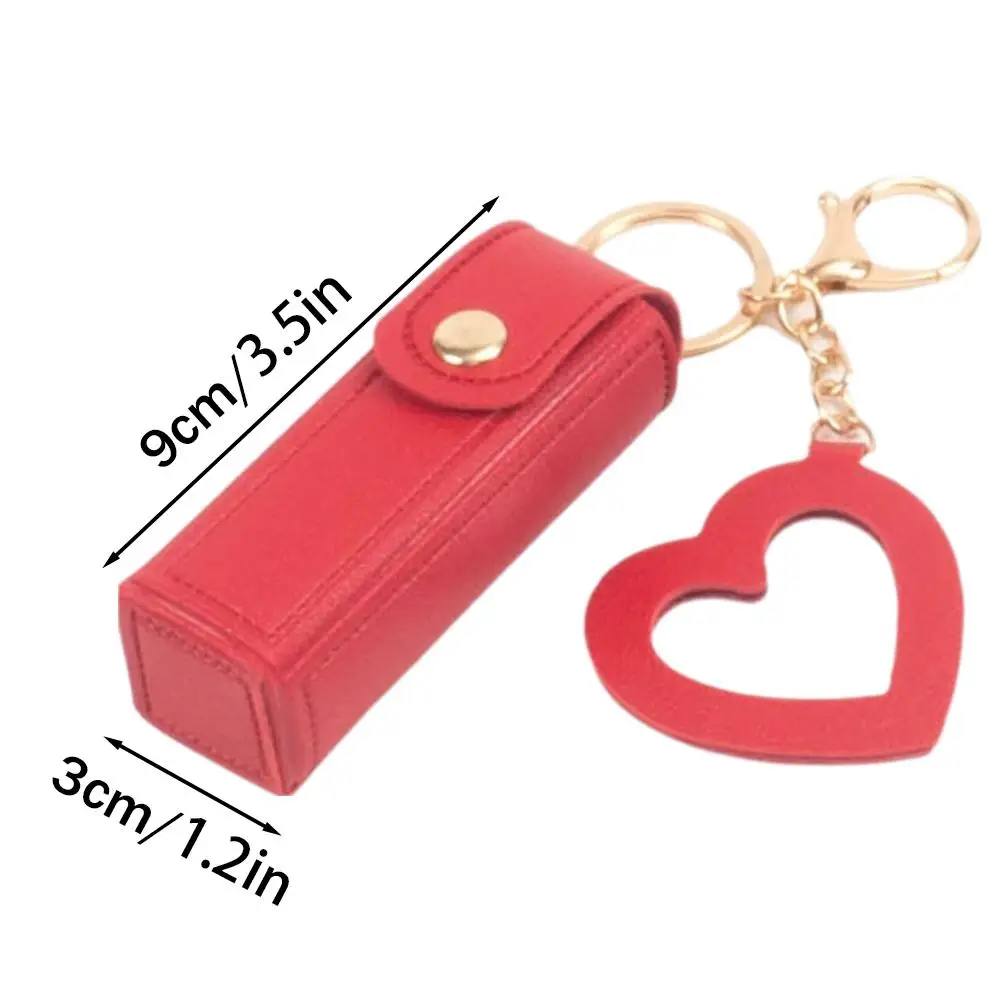 Borsa per rossetto Mini borse per rossetto Portachiavi Rossetto in pelle PU Porta lucidalabbra Portachiavi a forma di cuore portatile per esterni Accessorio per regali