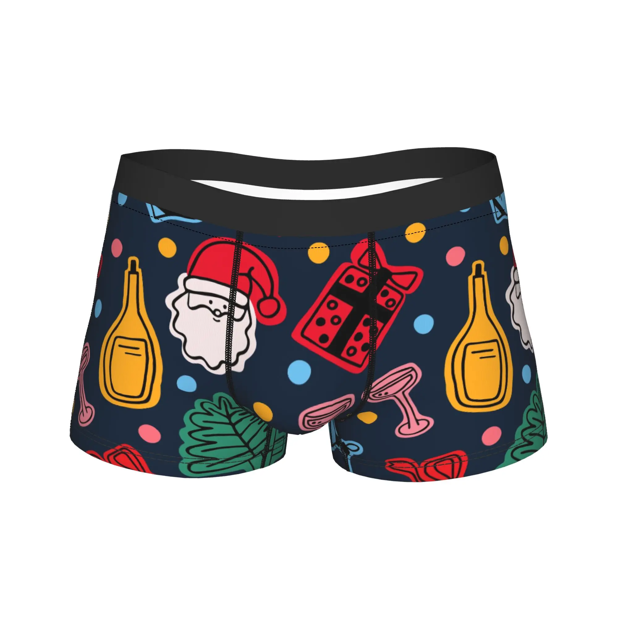 Men Christmas Santa Claus Long Underwear  Funny Boxer Briefs Shorts Panties Male Mid Waist Underpants M-XXL