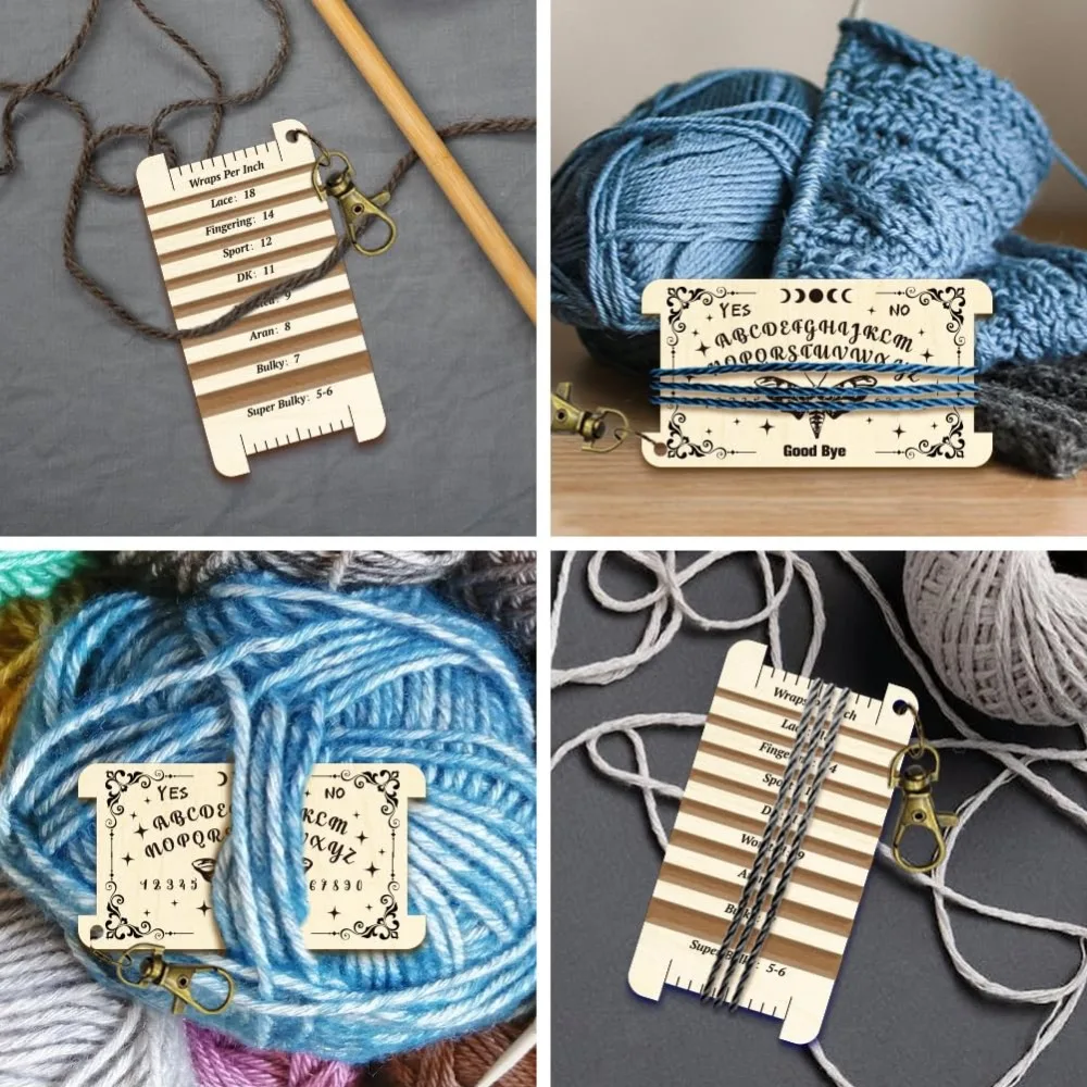 1 Pc Moth Board Spinning Control Card Occult Yarn WPI Guide Gauge with Clasp Wood Yarn Wrap Guide Board with Diz for Spinners