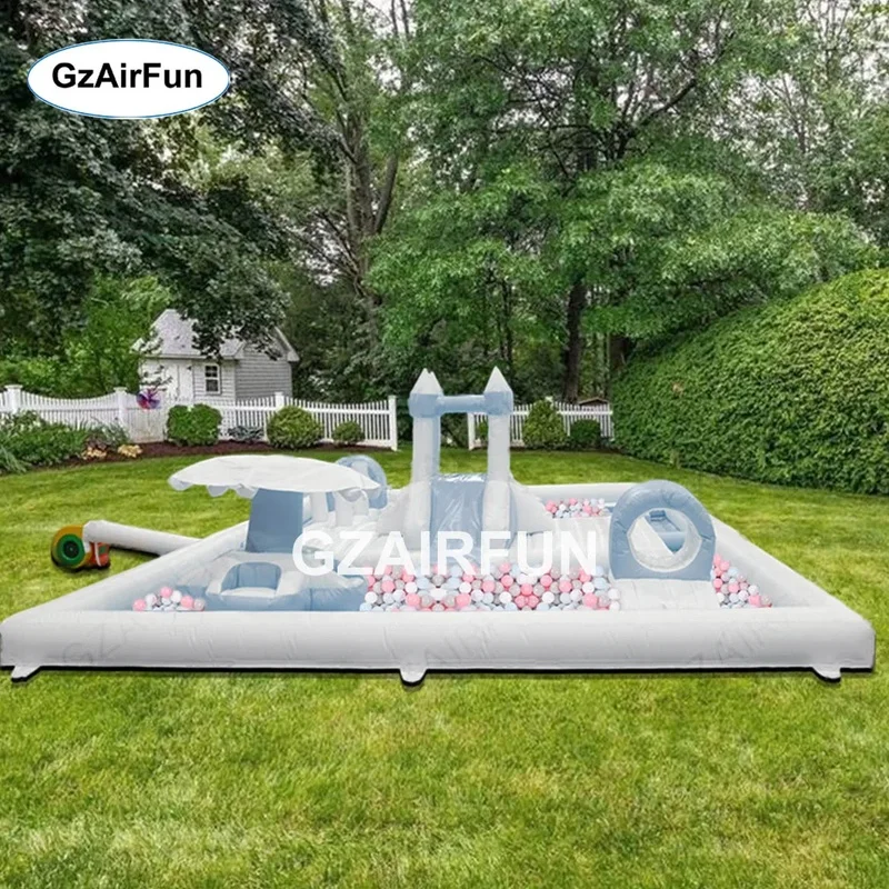 Custom Soft Play Rental Equipment Ball Pit Inflatable Playground Ball Pool With Slide Obstacle Course for Kids