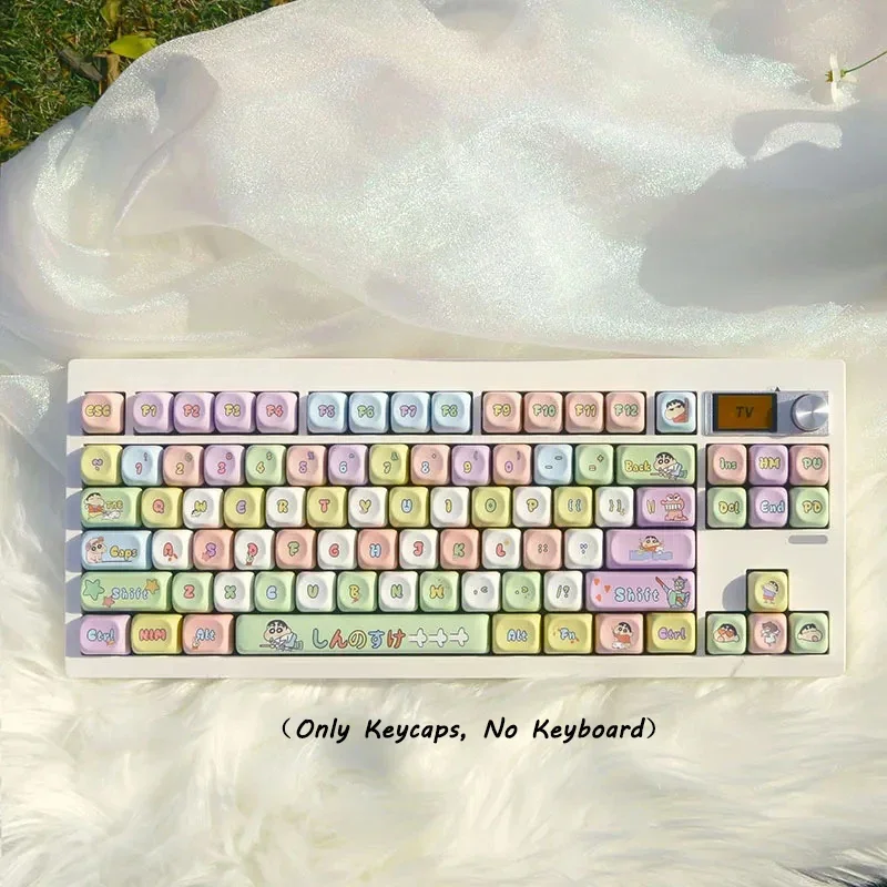 Mechanical Keyboards Keycaps Cartoon Crayon Shin-chan Theme Keycap 135 Keys Set MOA Height Sublimation PBT Material Keycap