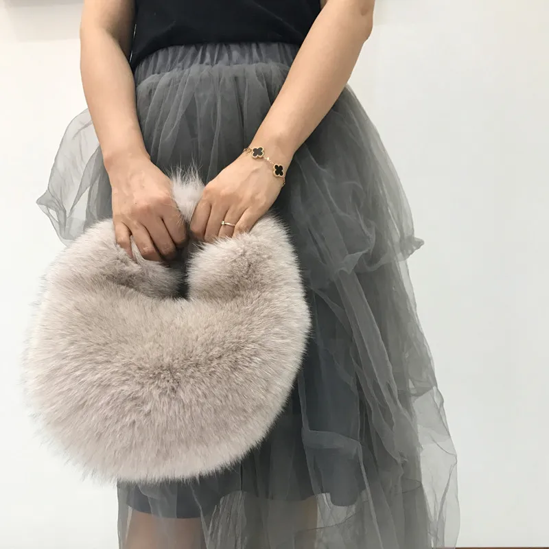 New Fashion Fox Fur Bag Women`s Handbag Fashion All-match Handbag High-end Simple Trand Fashion Single Produt