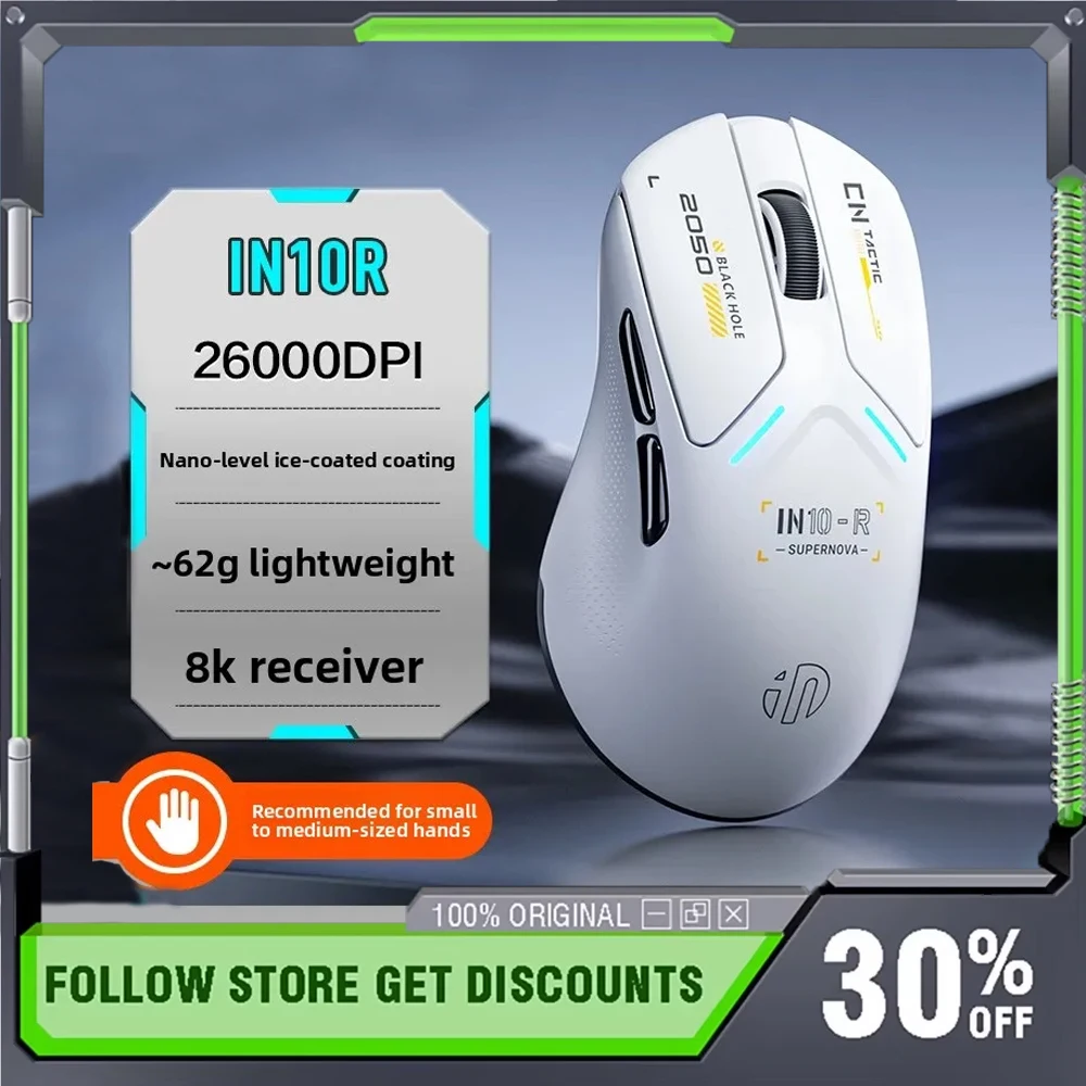 

INPHIC IN10R Wireless 8k Mouse Tri Mode PAW3395 Right Hand Ergonomics 26000DPI Pc Laptop Accessories E-sports Gamer Gifts