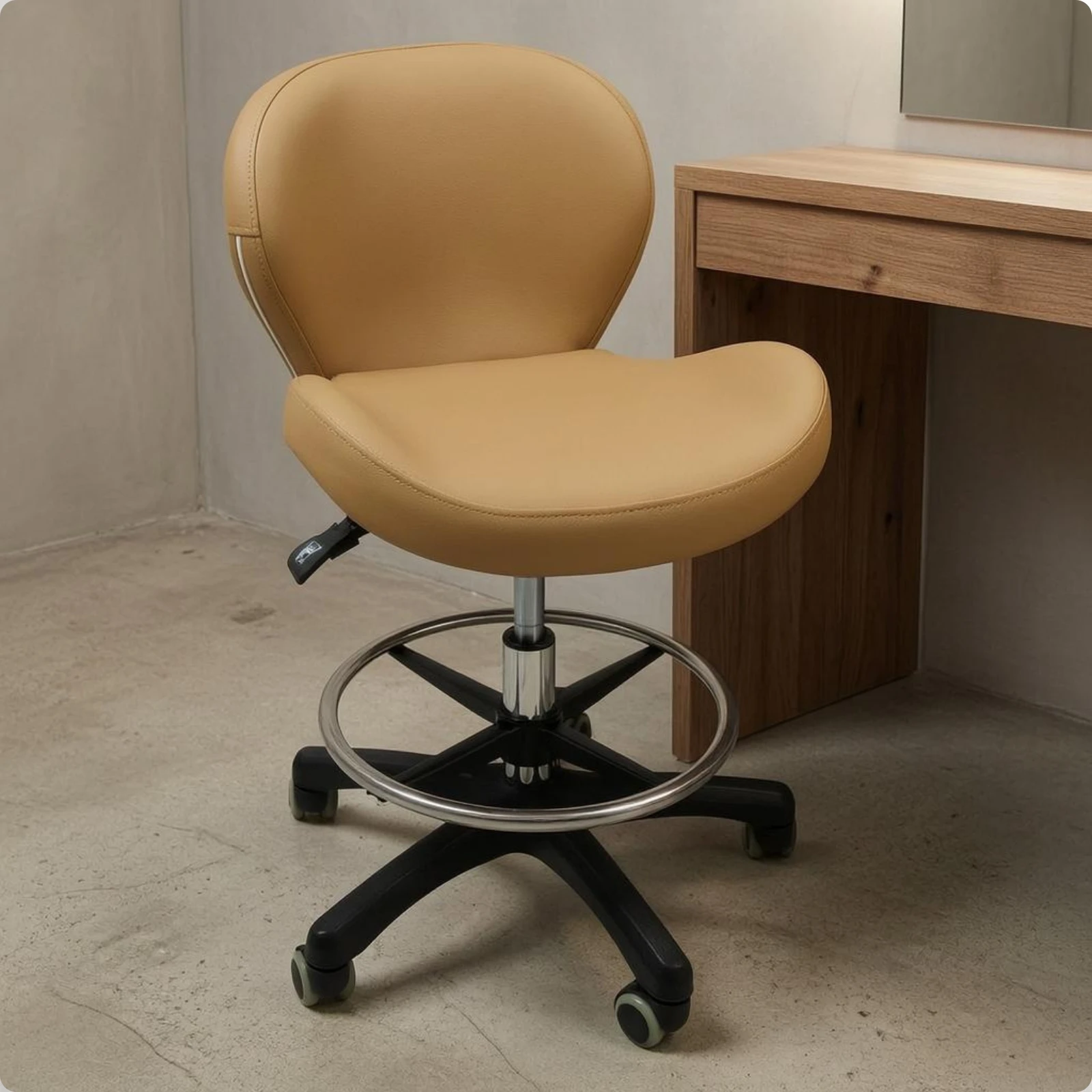 

Swivel Salon Chair Stool Padded Rolling Salon Stool Seating Furniture Chrome Sturdy