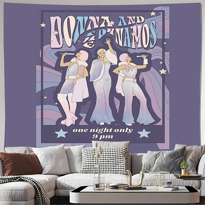 

Винтажный гобелен для диско-танца 70-х годов, настенный психоделический ретро-музыкальный фестиваль, богемный домашний декор, эстетическое настенное искусство для комнаты