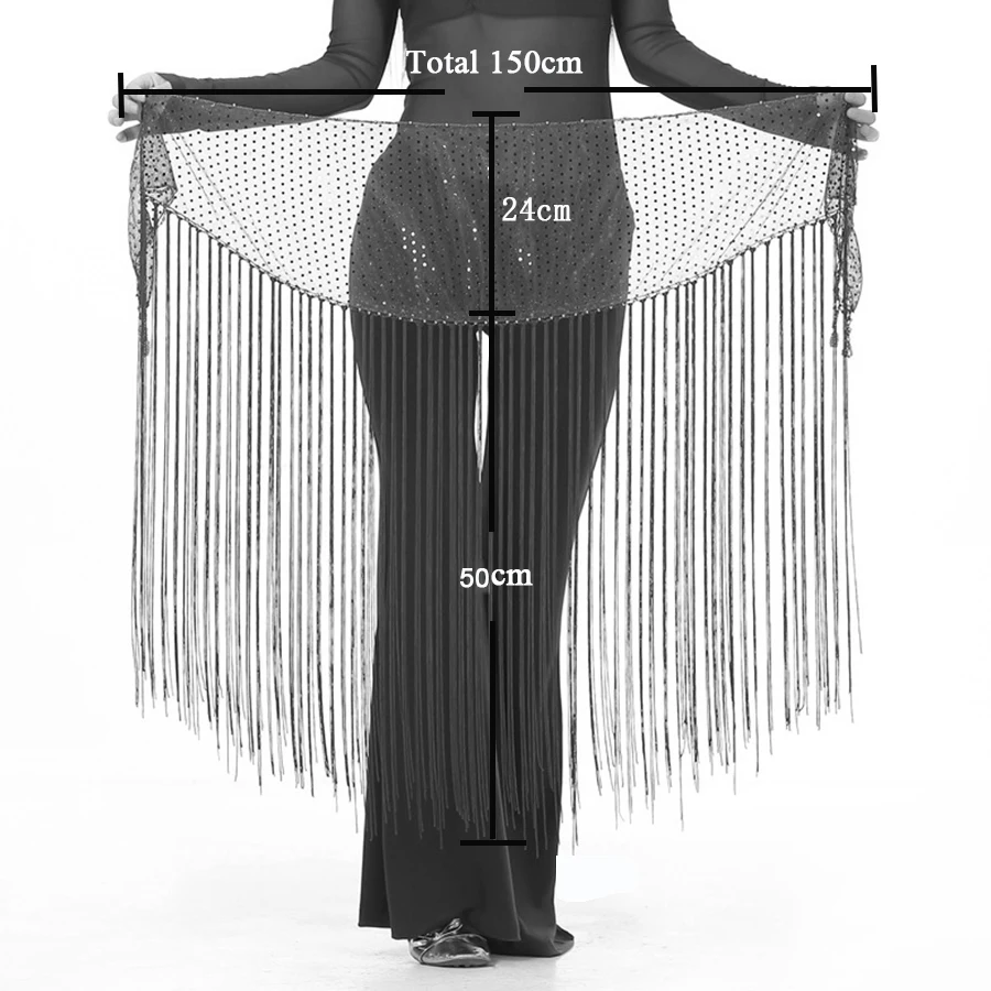 Neue Stil Bauchtanz Zubehör Pailletten Taille Kette Tanz Kleid Tanz Quasten Gürtel Bauchtanz Quasten Hüfte Schal – Detail 2