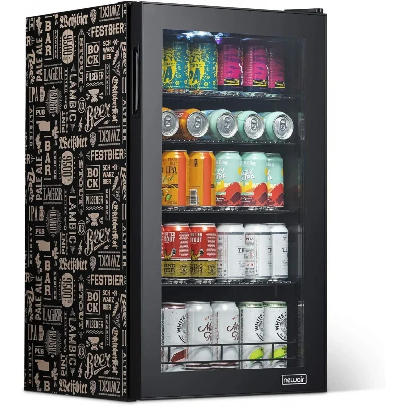 Beverage Refrigerator Cooler with 126 Can Capacity - Freestanding Mini Bar Beer Fridge for Bedroom, Dorm, Office - Small Refrige