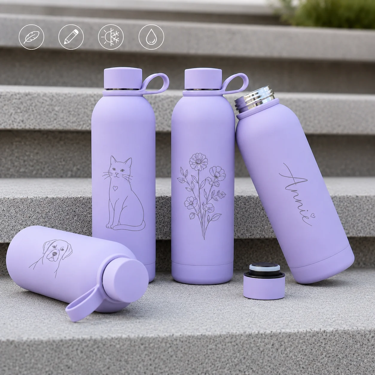 Custom Thermal Water Bottle Stainless Steel Thermos Tumbler 500ml Vacuum Insulated Handle Portable Leakproof Father Soccer Gift