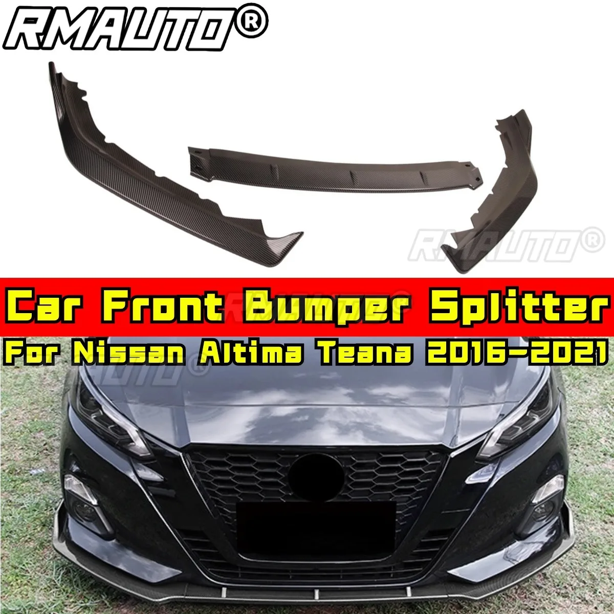 

Altima Teana Front Bumper Lip Carbon Fiber Look Sport Style Bumper Splitter for Nissan Altima Teana 2016-2021 Car Accessories