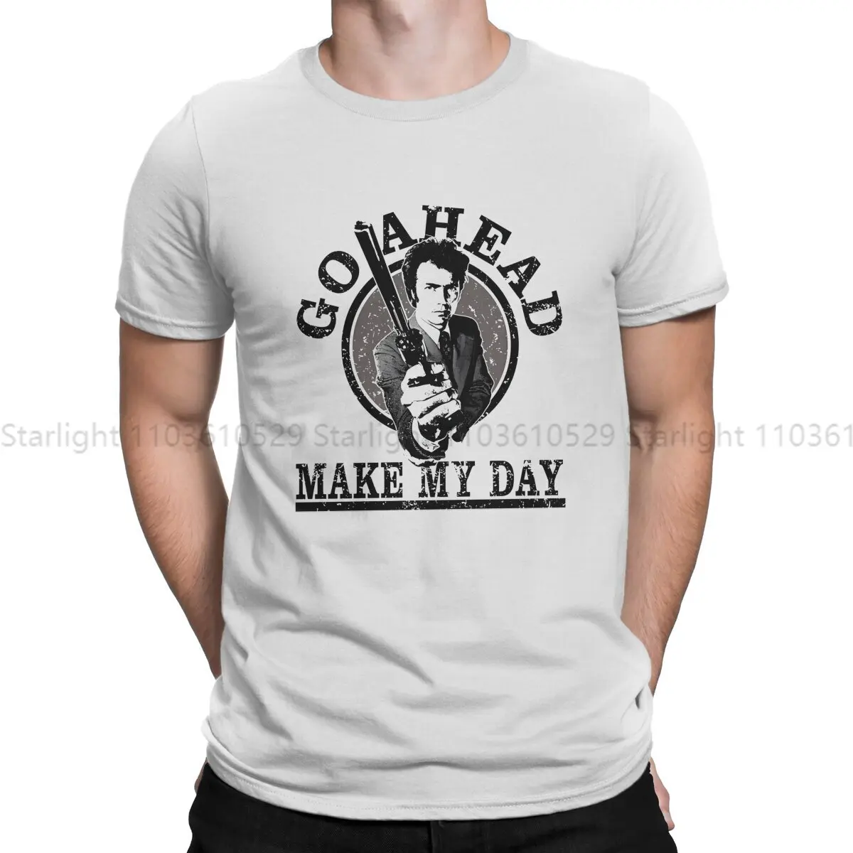 Dirty Harry Newest TShirt for Men CLINT GO AHEAD MAKE MY DAY EASTWOOD Round Collar Polyester T Shirt Birthday Gifts OutdoorWear