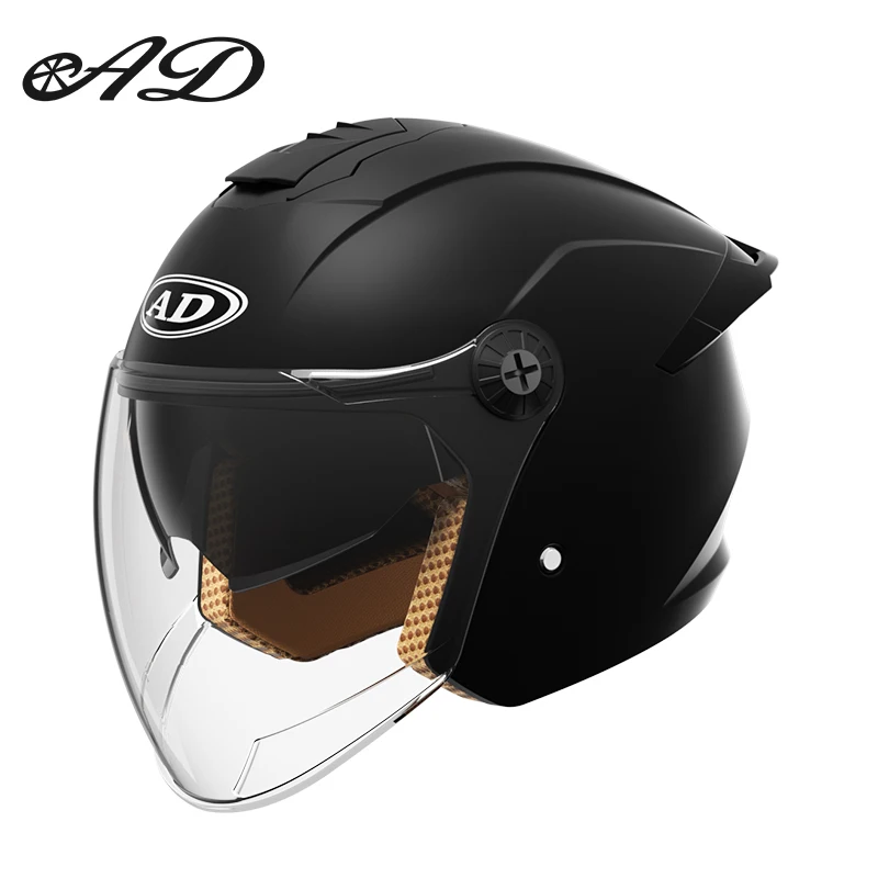 AD Electric motorcycle helmet for men and women, warm autumn and winter, double mirror half helmet, suitable for all seasons