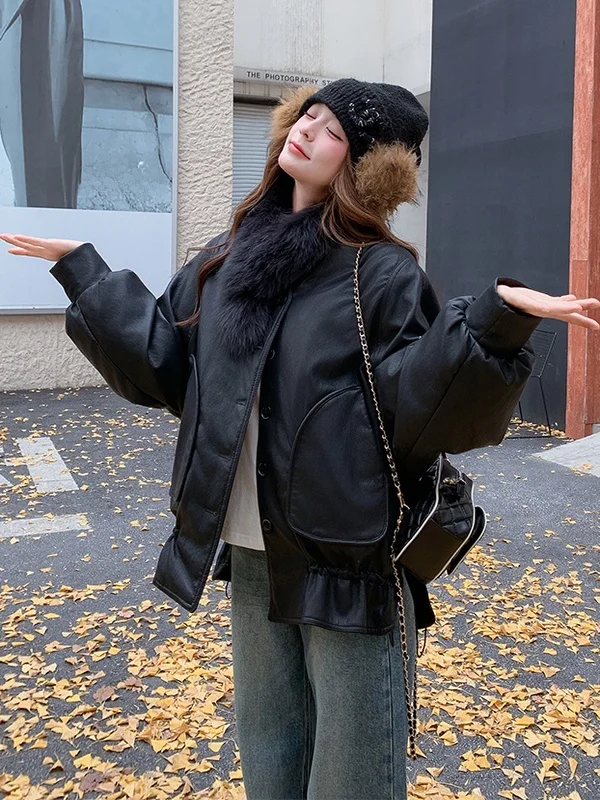 

Женская зимняя куртка-пуховик с меховым воротником, белая, с наполнителем из утиного пуха, теплая, свободного кроя, для повседневной носки, экологичная