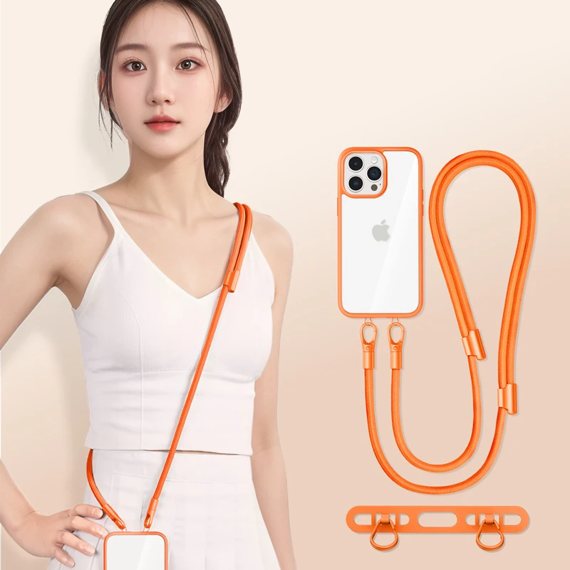 

Universal Adjustable Phone Lanyard Clip Crossbody Necklace Strap Long Hanging Rope Durable Anti-Lost Sturdy Phone Case Accessory
