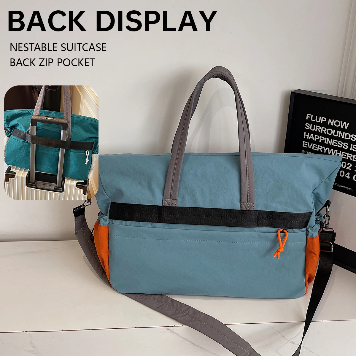 Foldable Lightweight Luggage Bag for Women, Large Capacity Expandable Crossbody Gym Bag, Portable Short-Distance Travel Bag, Men's Shoulder Bag for Hiking and Camping