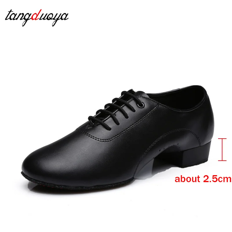 المهنية أحذية الرقص اللاتينية الرجال السود كعب منخفض الارتفاع 2.5 سنتيمتر الحديثة التانغو قاعة الرقص الأحذية القياسية/أحذية السالسا الجاز