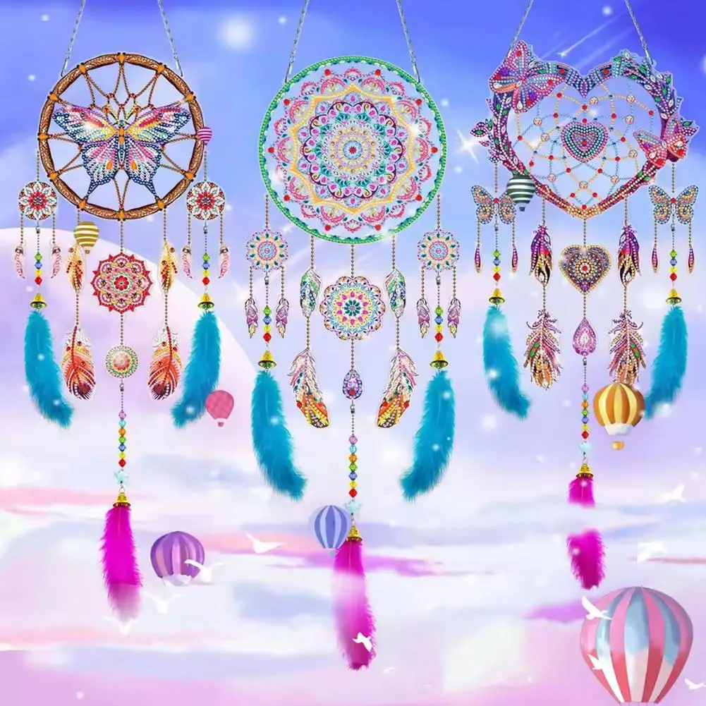 Acryl doppelseitige Super Flash Kristall Malerei Erfängt Landschaft Sonne Mond Herz Baum Muster DIY Anhänger Windspiel