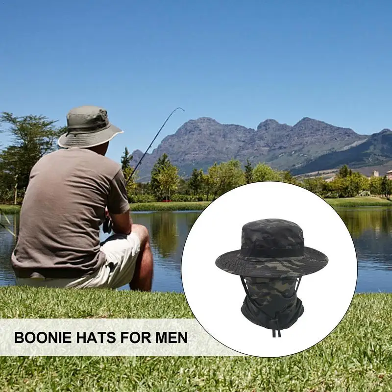 Fishing Boonie Hat For Men Adjustable Boonie Hats For Men Sun Protection Breathable Camouflage Summer Mens Sun Hat For Most