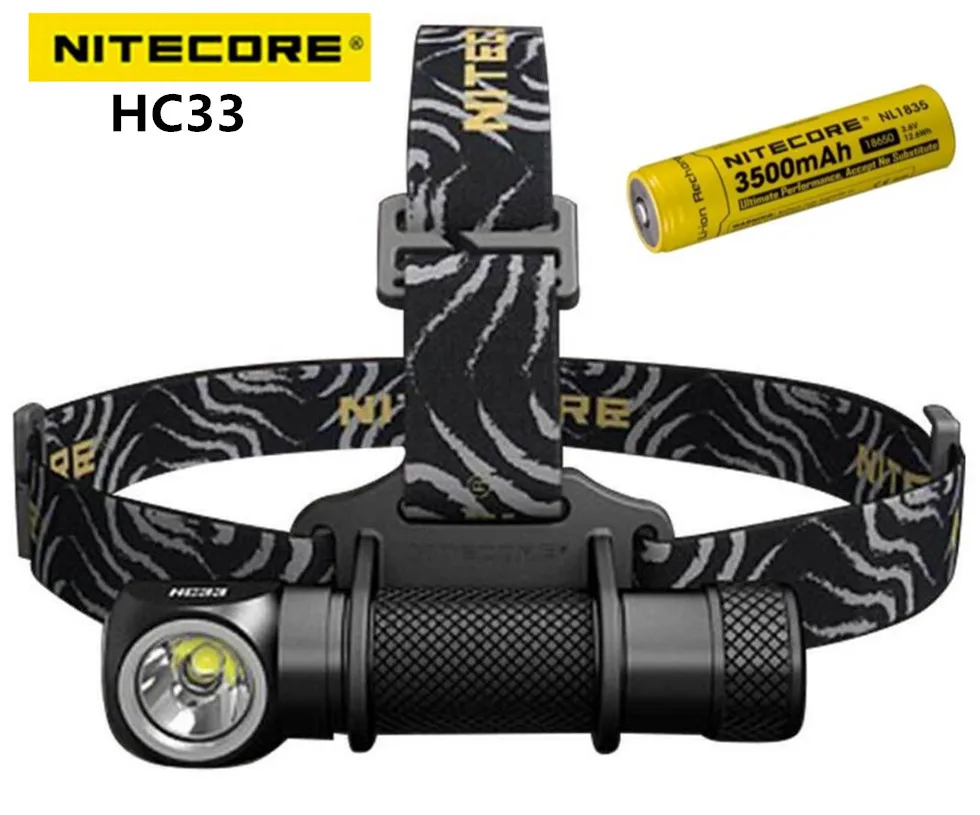 NITECORE HC33 Headlamp Multifunctional Headlight 1800Lumens XHP35 HD LED High Performance L-shaped Headlamp Camping Travel