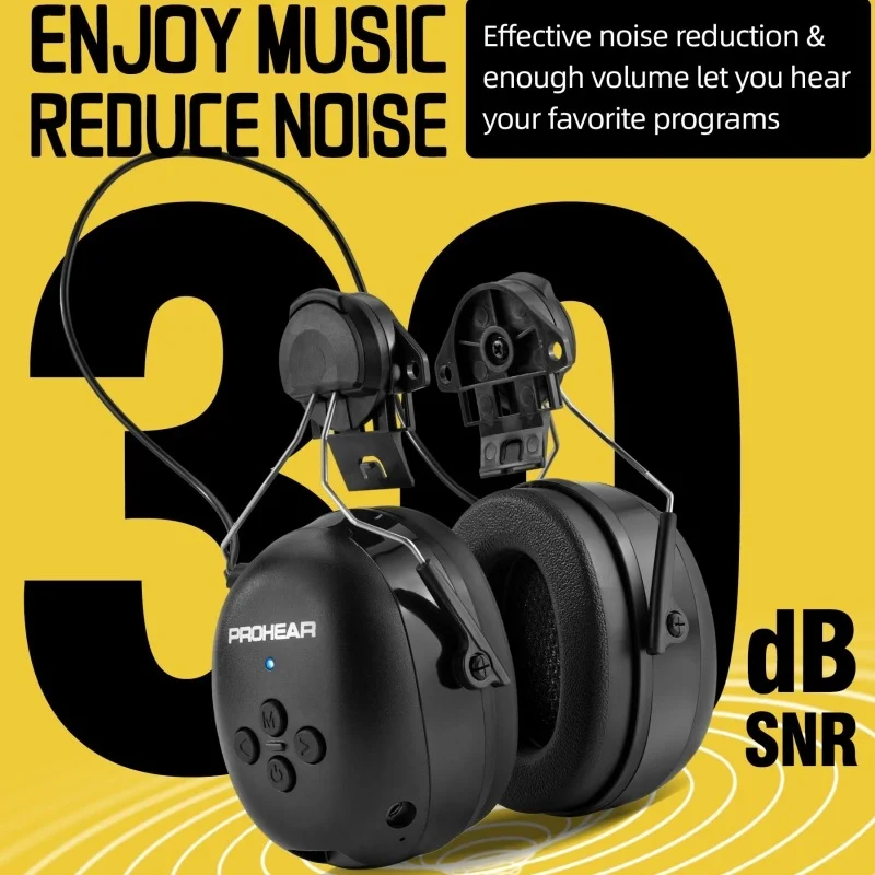 PROHEAR سماعات أذن بلوتوث مع محول ل 3M H-700 القبعات الصلبة DEWALT قبعة صلبة الحد من الضوضاء واقيات الأذن سماعة الموسيقى