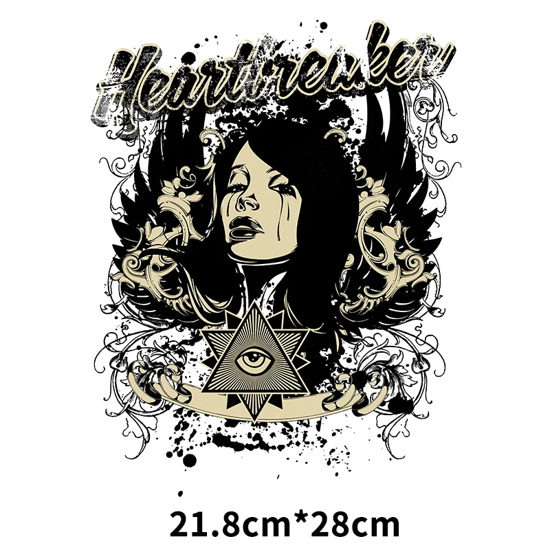 A4 DTF Heat Transfer Color Printed vinyl DIY Punk Queen Sticker Iron On Biker men\'s and women\'s clothing decor