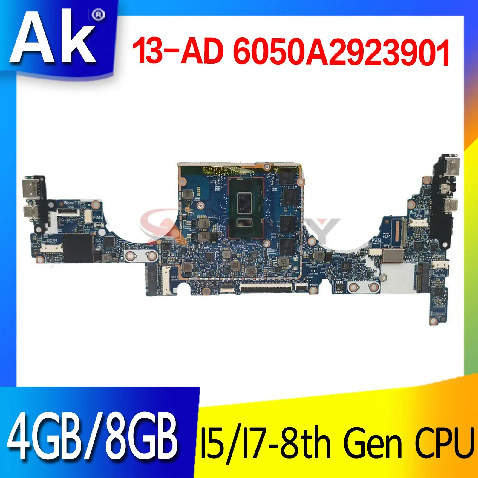

For HP 13-AD TPN-I128 Laptop Motherboard 6050A2923901 939646-601 SR3LA i5-8250U 8G RAM Notebook Mainboard Envy Tested OK