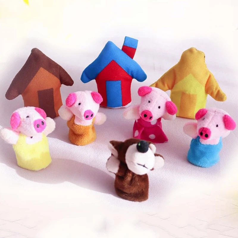 Kinderen Vingerpop Knuffel Cartoon Varkentje Aap Fabel Verhaal Rollenspel Educatief Speelgoed Handpop voor Kinderen TMZ