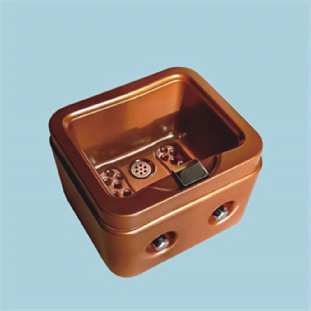 Salon Foot Spa Acrylic Square Rose Golden Finished Pedicure Sink Bowl Basin