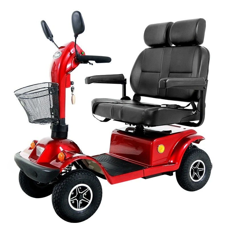 Four-wheeled electric elderly scooter double sightseeing car with canopy for the elderly to pick up children disabled moped