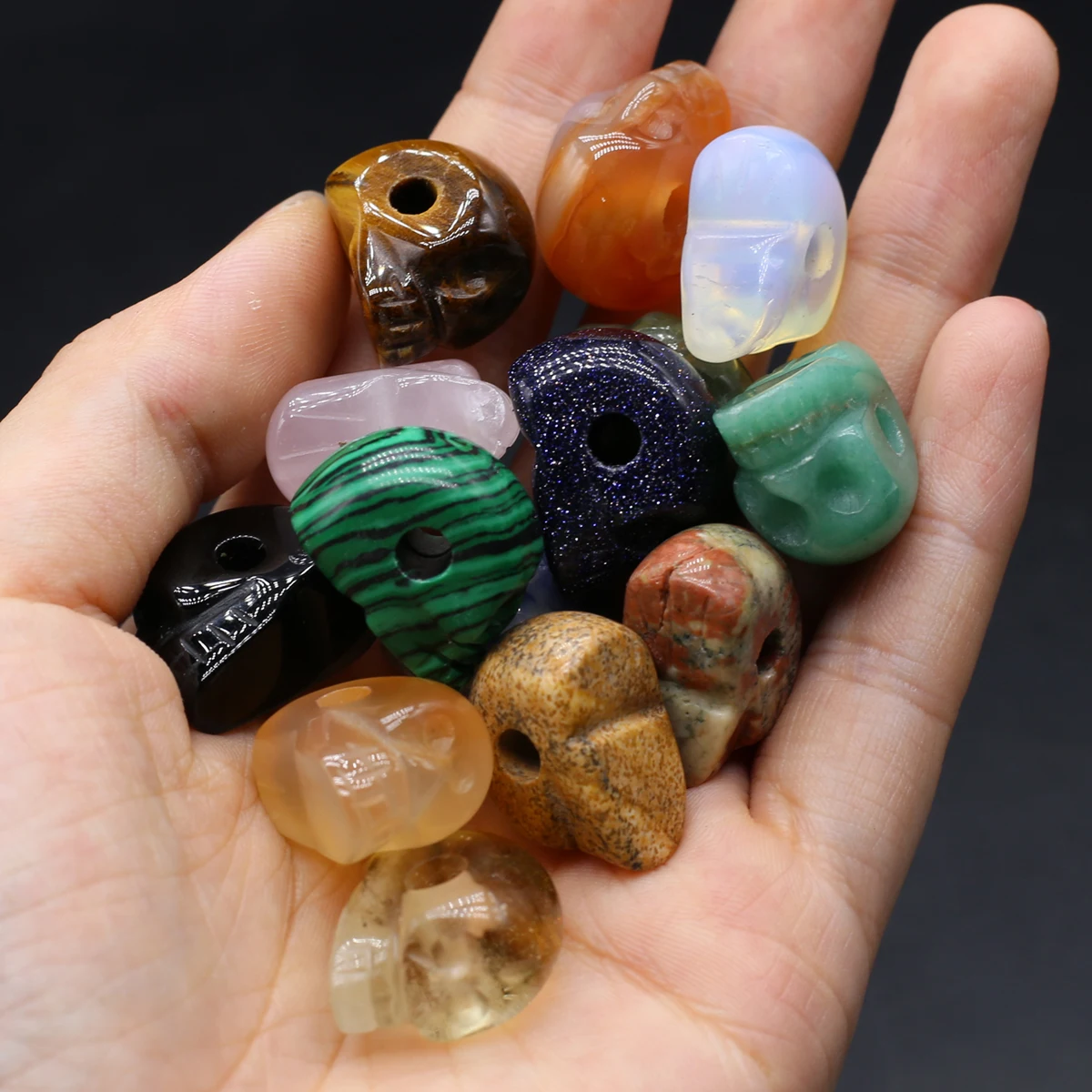 3pcs/lot Natural Stone Bead Skull Head Natural Agates Beads for Making DIY Jewerly Necklace Bracelet Accessories 19x11x15mm