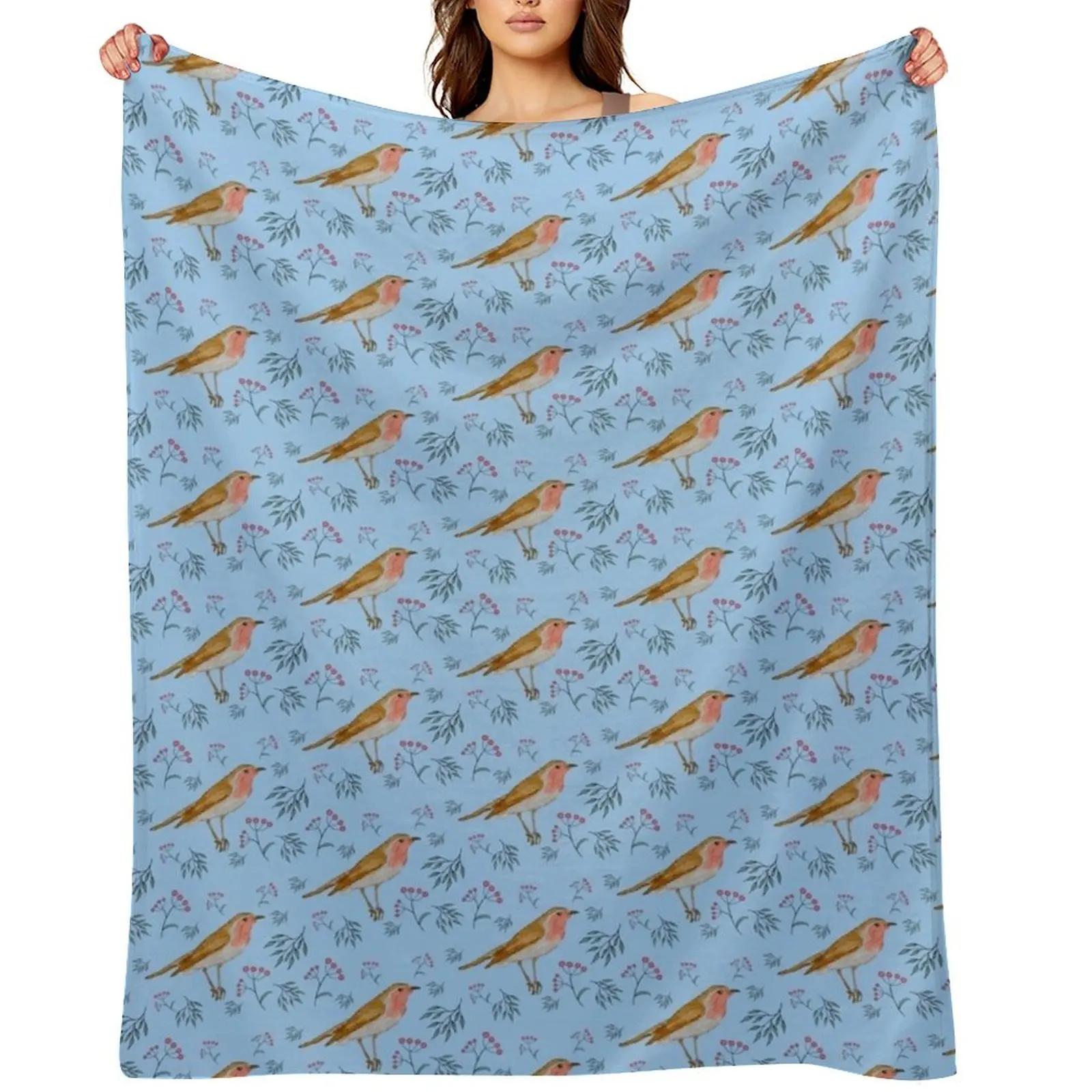

Robin and Berries Throw Blanket for winter for sofa Large Kid'S Blankets