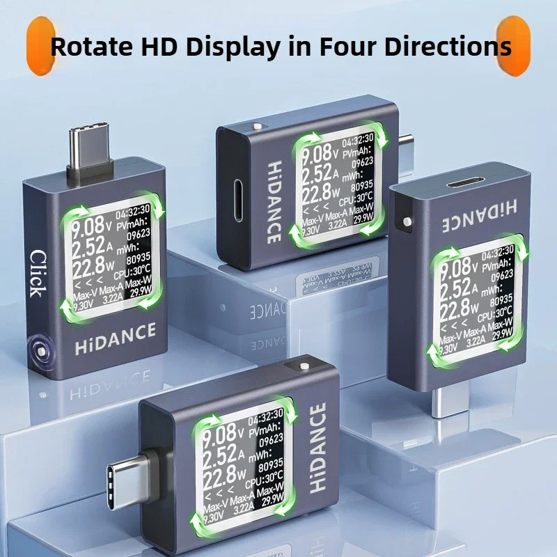 13-in-1 DC 4,5–50 V 0–12 A Multifunktions-Digitalanzeige DC-Spannung Amperemeter Leistungsmesser Typ C Handy-Aufladung PD3.1 Tester