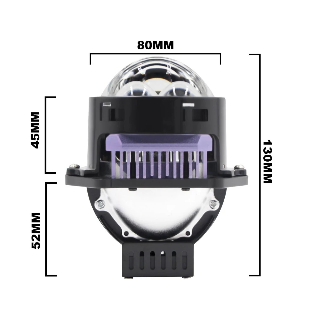Bi LED Laser Projector Lens 3 inch 12V 60W 6000K 30000Lm Hi Lo Beam Car Headlight Retrofit Double Reflector