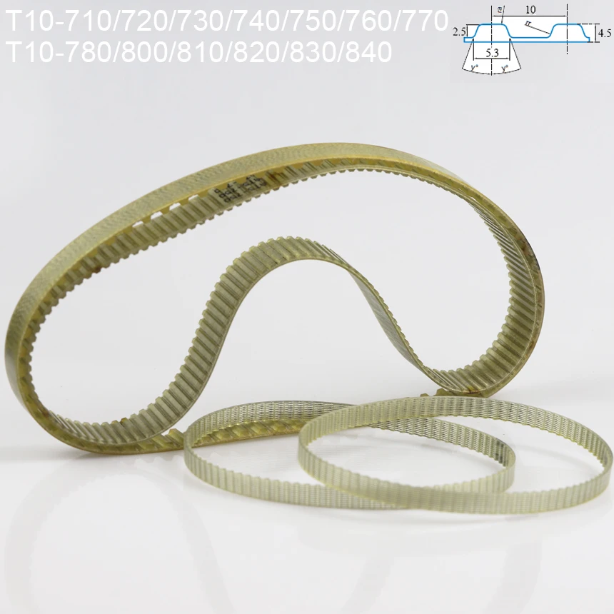 T10-710/720/730/740/750/760/770/780/800/810/820/830/840 10mm Pitch T10 PU Steel Wire Trapezoidal Cogged Synchronous Timing Belt