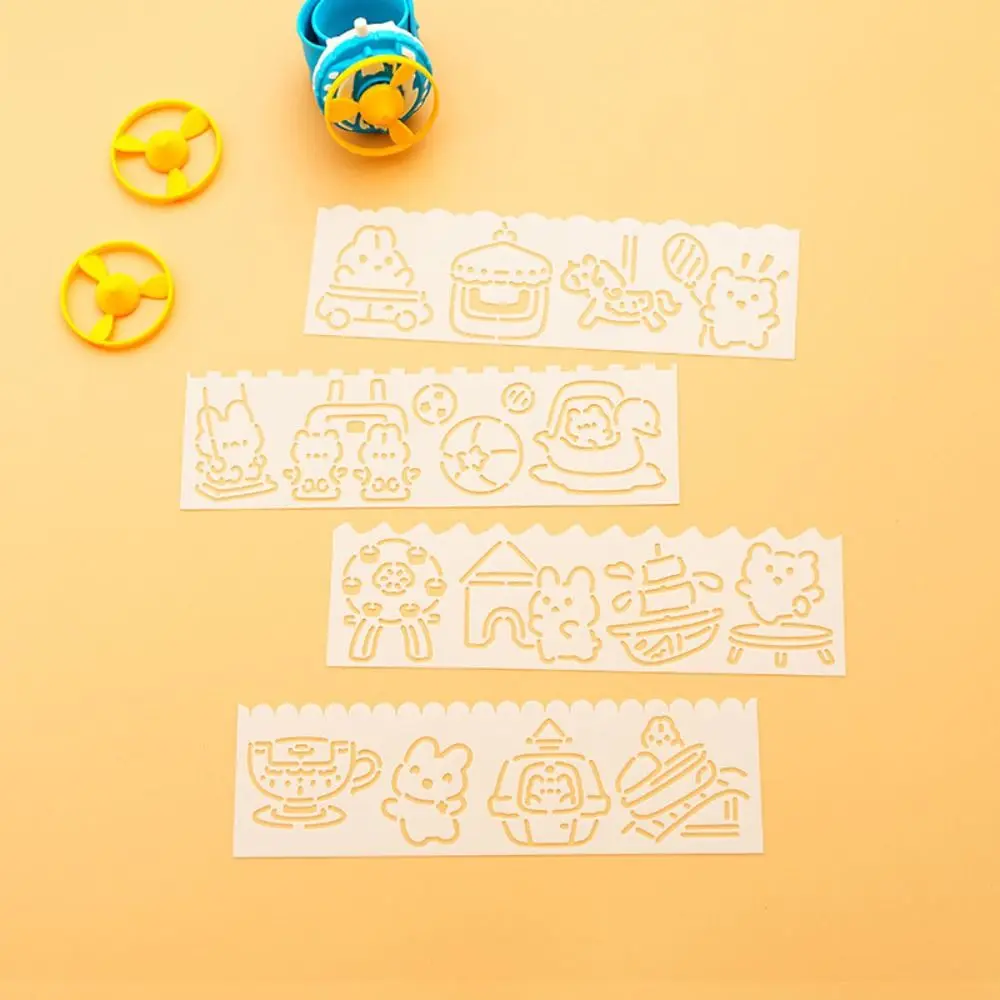 4pcs/set Copying Stencils Hollowed Drawing Templates Template Ruler DIY Craft Spray Painting Template Stamping Handcraft