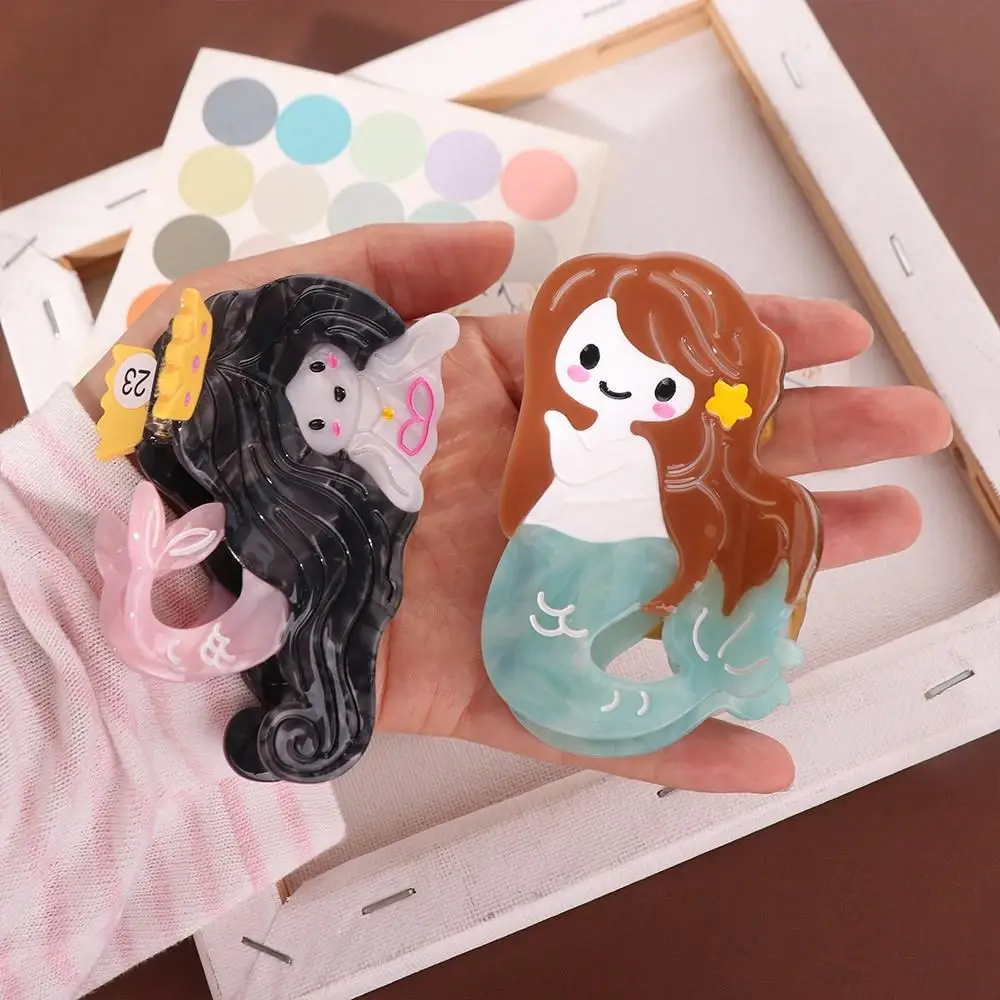 

Funny Geometry Cartoon Mermaid Hair Claw Lovely Novetly Creative Hair Claw Ponytail Clip Acetic Acid Shark Clip Streetwear